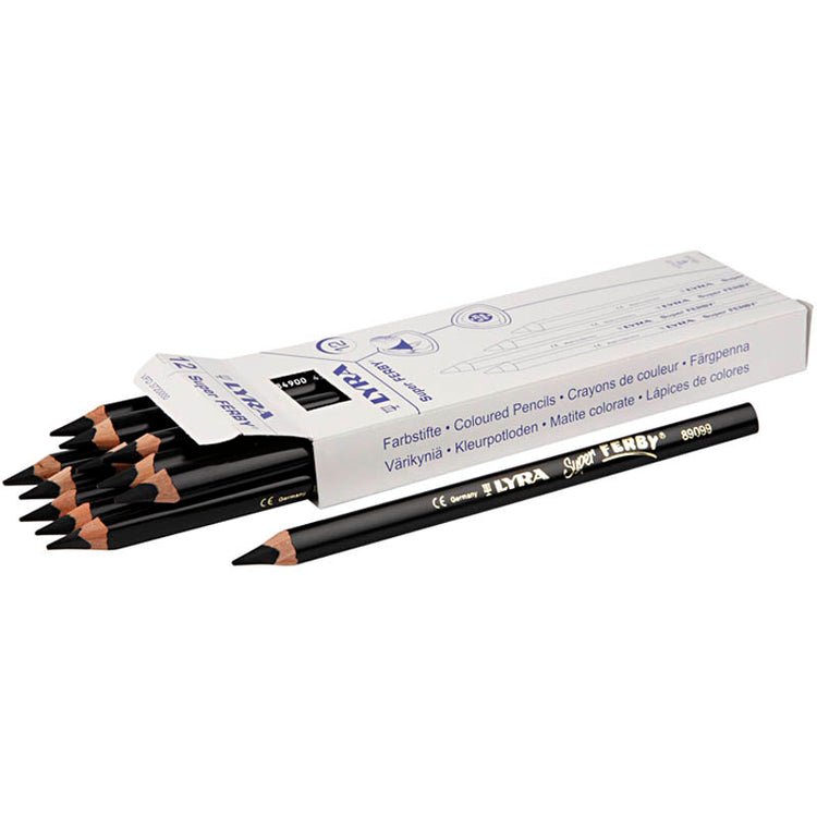 Crayons de couleur Lyra Super Ferby 1, L: 18 cm, remplissage de 6,25 mm, noir, 12 pièces 1 boîte