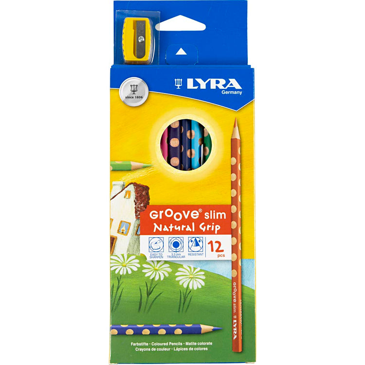 Crayons de couleur mince lyra, l: 18 cm, remplissage de 3,3 mm, différentes couleurs, 12 pièces 1 boîte