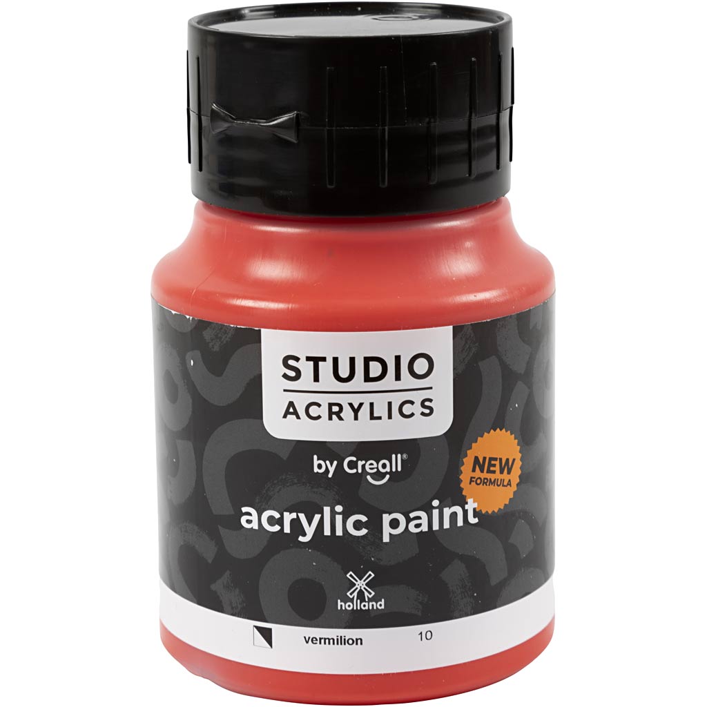 Peinture acrylique Creall Studio, semi-opaque, vermillon (10), 500 ml 1 bouteille