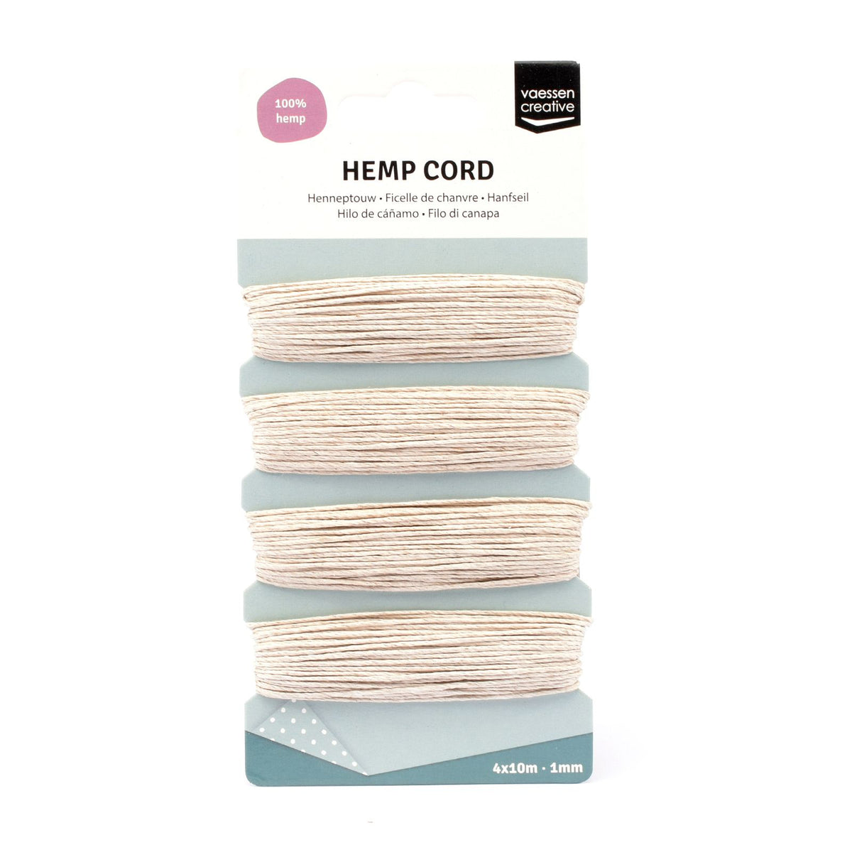 Vaessen creative • assortiment de cordons de chanvre 4x10m naturel