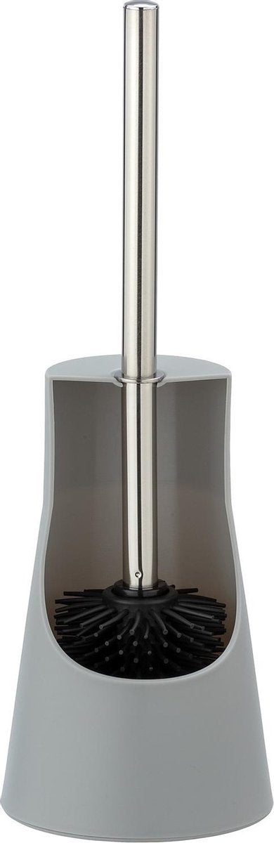 Wenko porte-brosse de toilette arese en plastique gris mat avec tête de brosse en silicone - hygiénique et à séchage rapide - brosse de toilette avec support - brosse de toilette avec support sur pied
