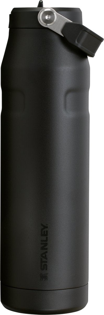 Bouteille d'eau Stanley Flip Straw 2.0 avec paille 1,06 l - 15 heures froides - 3 jours froides avec de la glace - gourde en acier inoxydable - sans BPA - étanche - passe au lave-vaisselle - noir