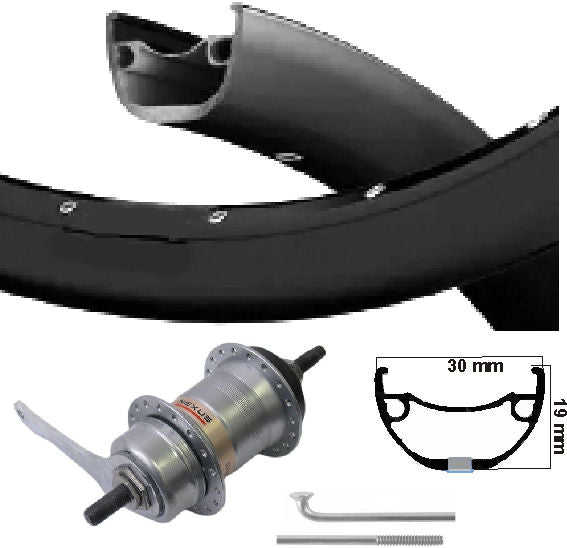 KGS Roue arrière 28 pouces (622) Rim Black Nexus 3 Brake Hub