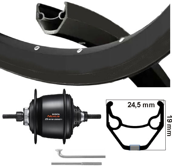 KGS Roue arrière 28 pouces (622) Ryde Rim Black Nexus 8 Centrlock Black