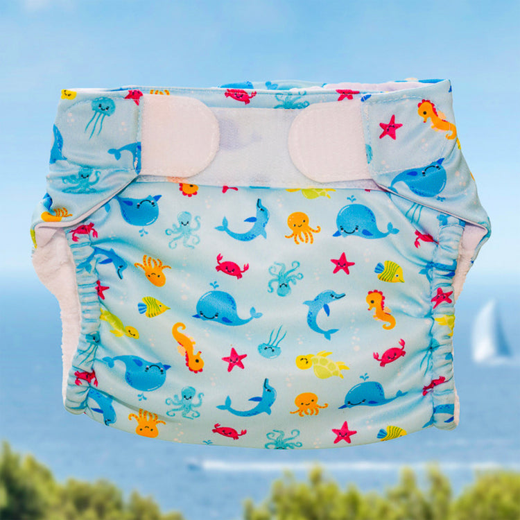 Freds Swim Academy Swimy Académie Lounage de natation lavable Animaux marins Taille 2 9-16 kg Bleu