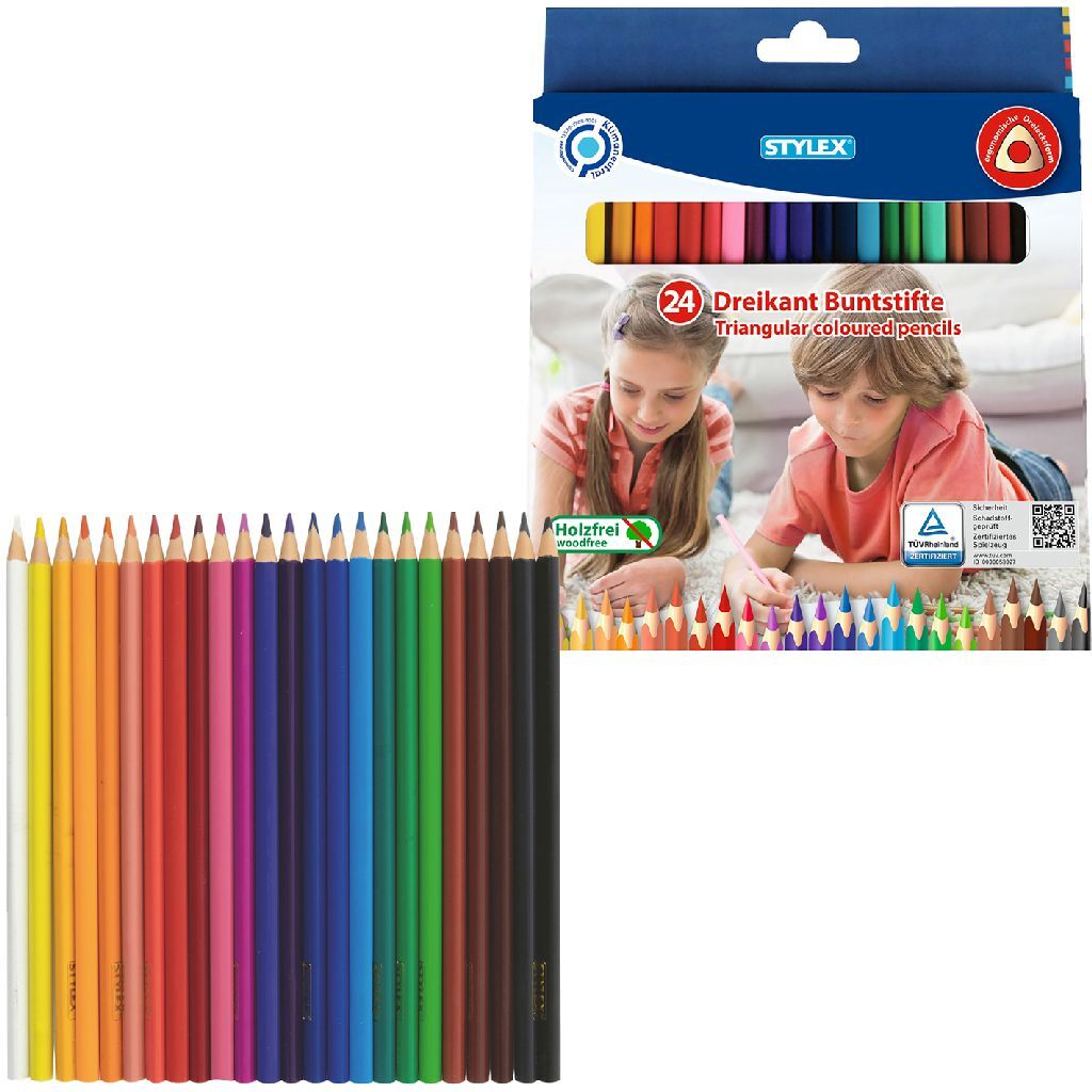 Stylex Crayons de couleur triangulaire Stylex 24 couleurs