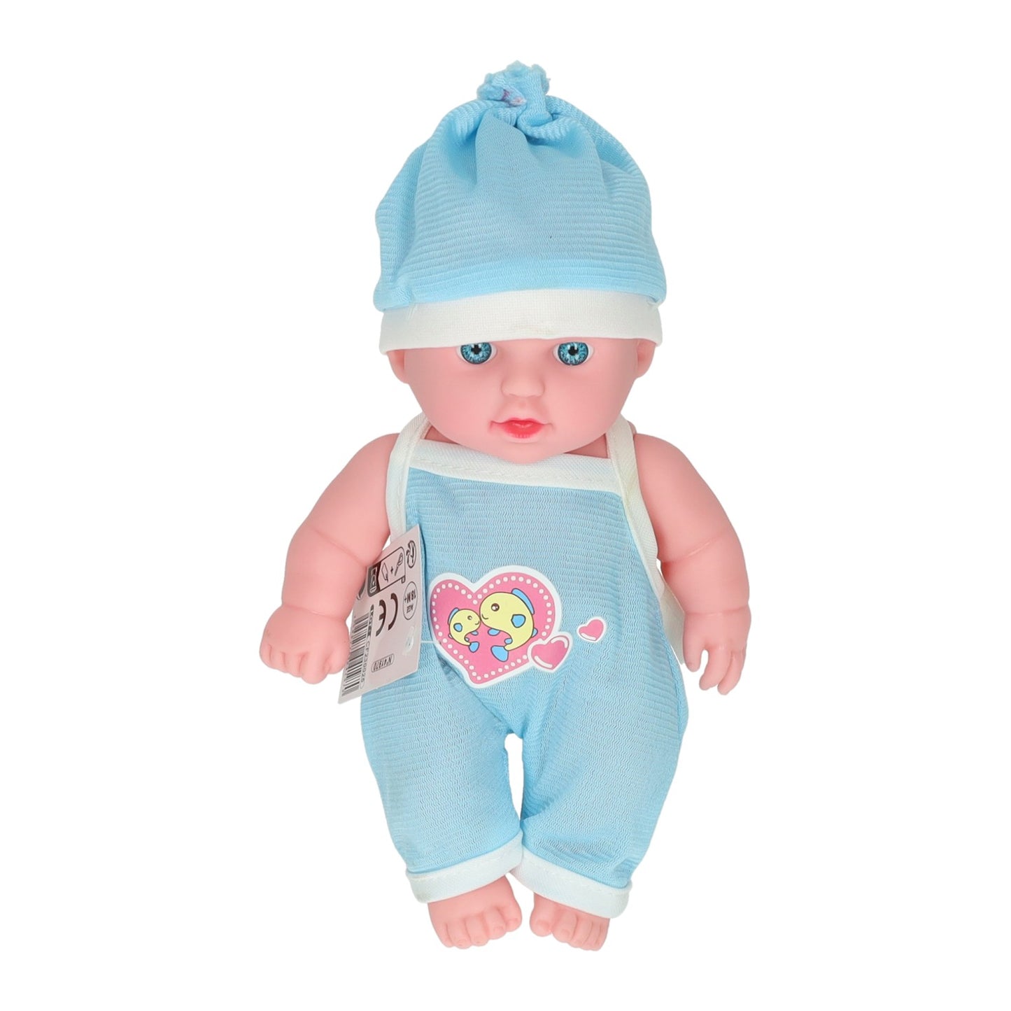 Poupée bébé avec barboteuse cœur et chapeau