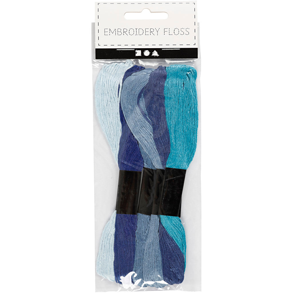 Fil à broder Creativ company, épaisseur 1 mm, harmonie bleue, 6 pelotes 1 boîte