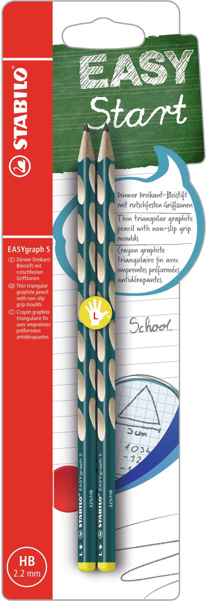 Stabilo easygraph s - crayon graphite ergonomique - gaucher - dureté hb - essence - 2 pièces
