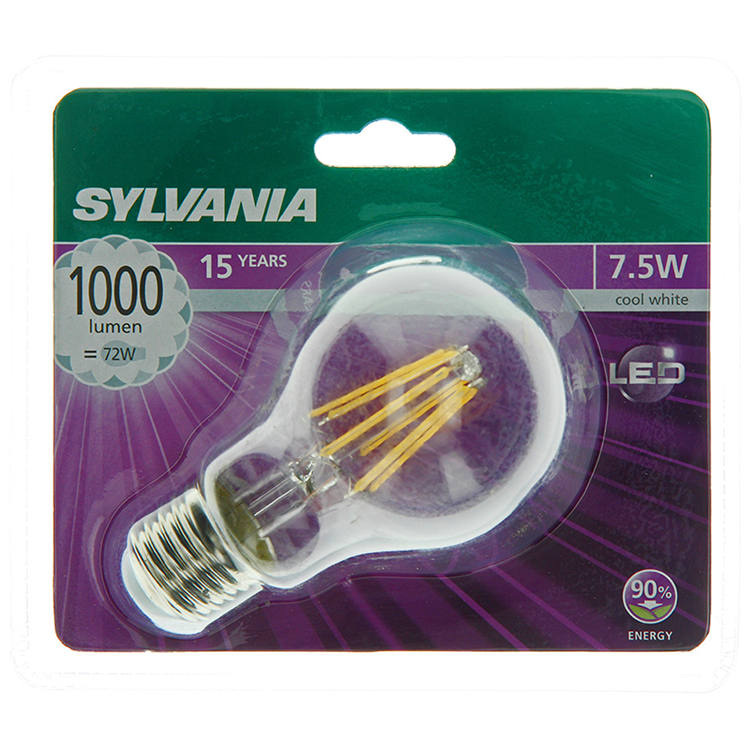 Sylvania 1056546 - syl poire kw e27 clair 1000lm 7,5w=72w | 6 pièces