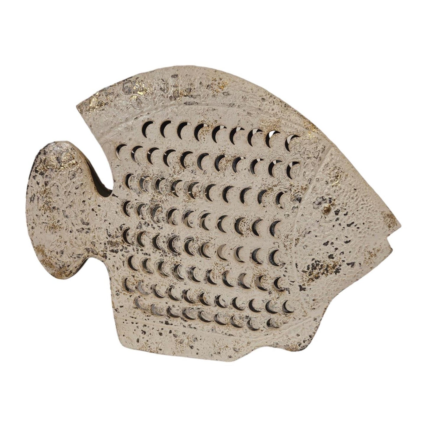 Décoration ambiance manoir poisson métal 40x7,5x30,5cm