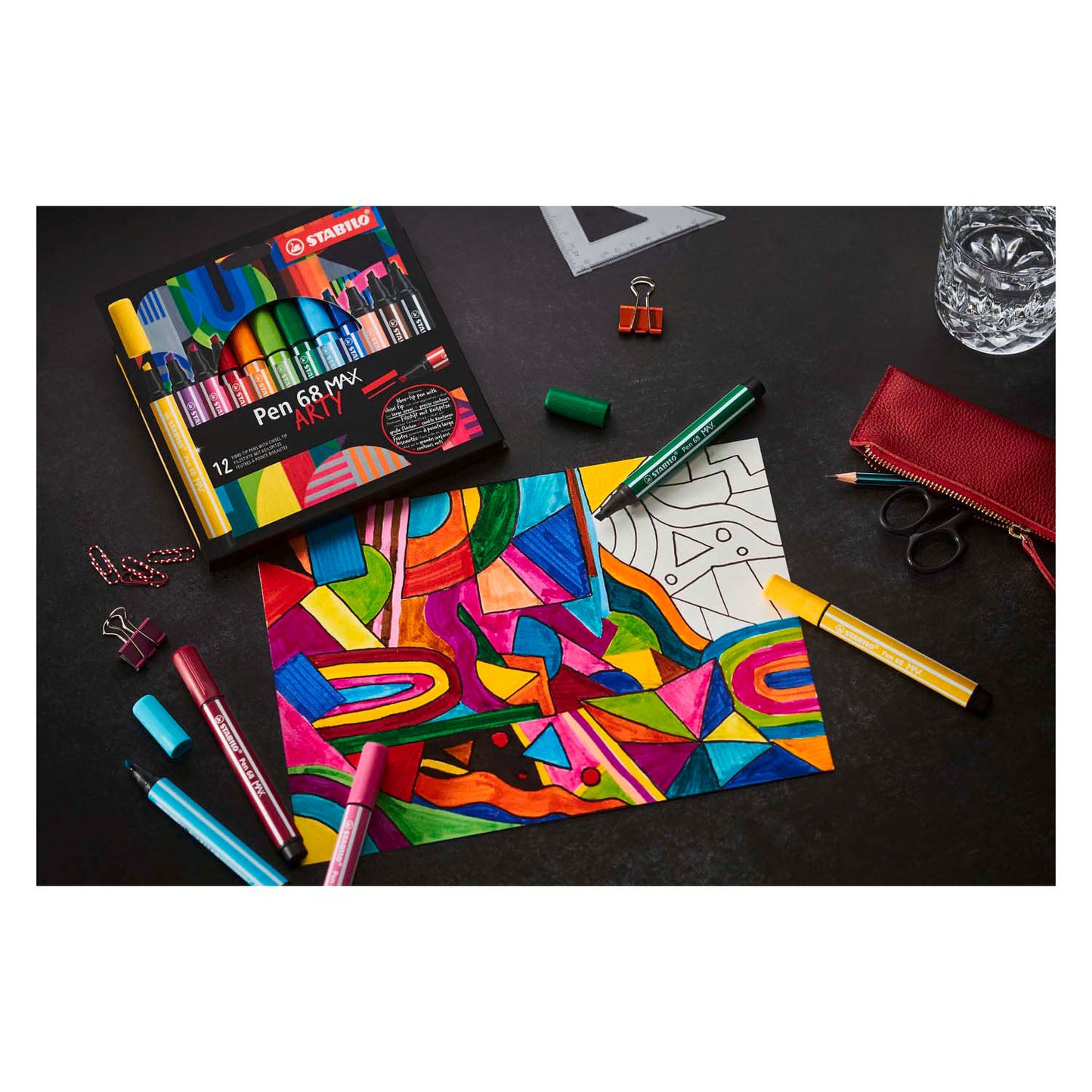 Stillo Pen 68 MAX FELT -TIP PEN avec un point de ciselage épais bleu foncé