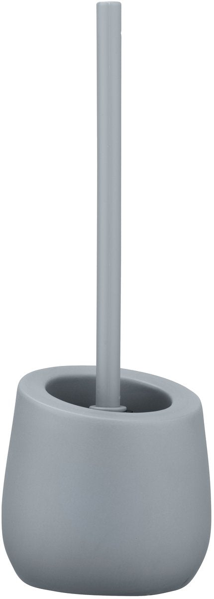 Wenko porte-brosse de toilette badi en céramique gris mat avec tête de brosse en silicone - brosse de toilette avec support - brosse de toilette avec support autoportante