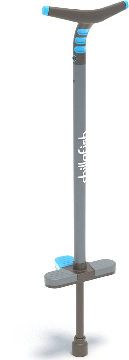 Chillafish pogo stick de 5 ans jusqu'à 36 kg - bleu - stunt pogo stick pour garçons et filles - bâton de saut avec poignée soft touch et ressort extra fort - modèle poogi kids