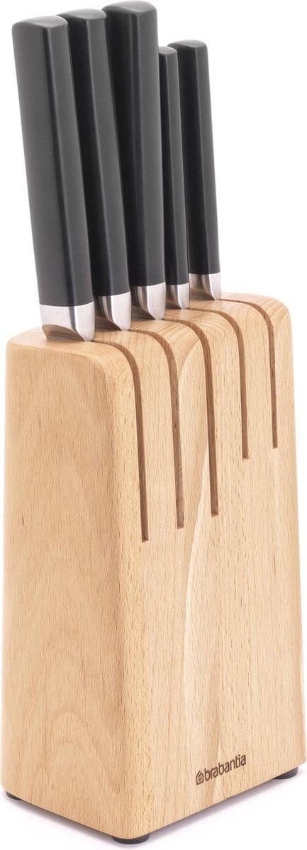 Set de couteaux profilés Brabantia - avec bloc à couteaux - bois