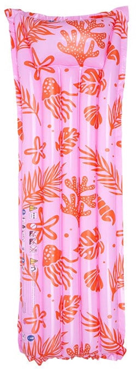 Essentiels de natation - matelas pneumatique - 177 x 67 x 19 cm - imprimé mer - rouge rose