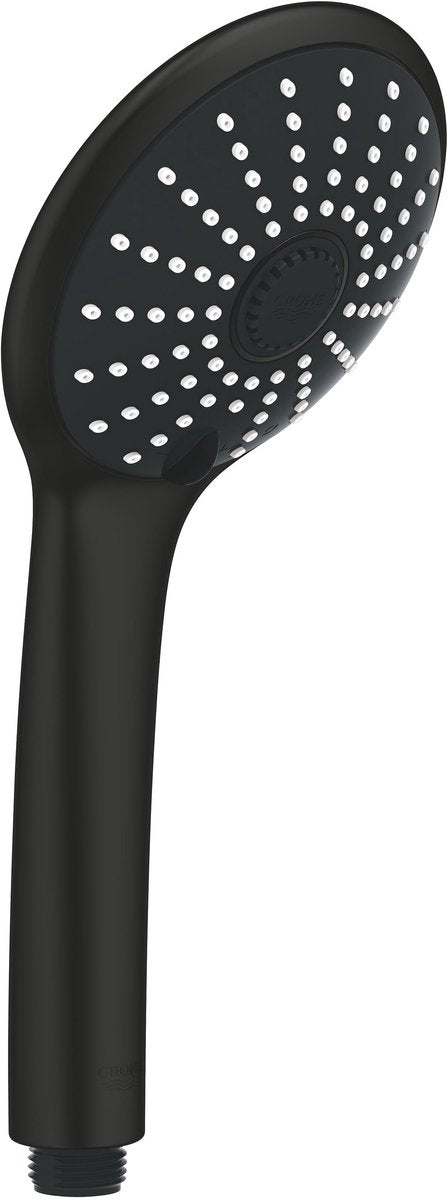 Douchette à main Grohe vitalio joy 110 - pomme de douche ronde de 110 mm - 3 types de jets - noir mat - facile à installer : convient à tous les flexibles de douche standards