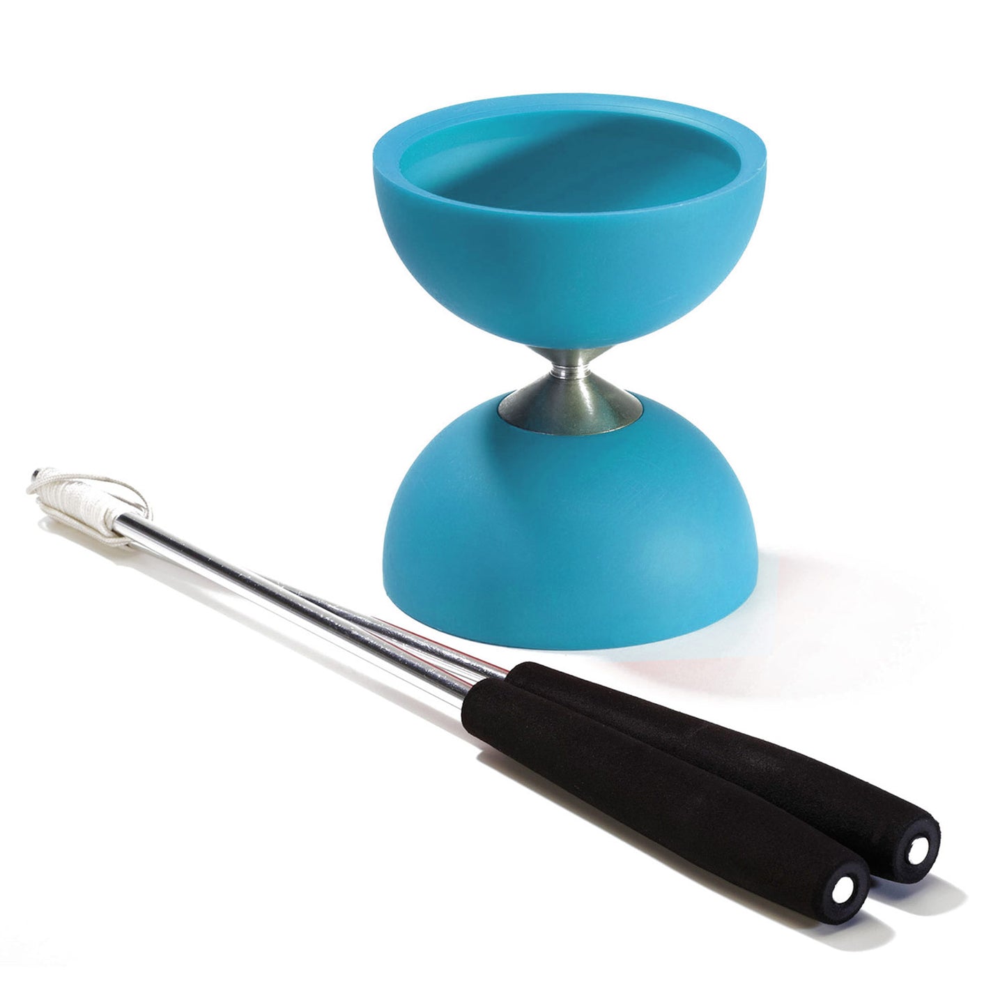Diabolo en caoutchouc eureka avec bâtons en aluminium - bleu clair
