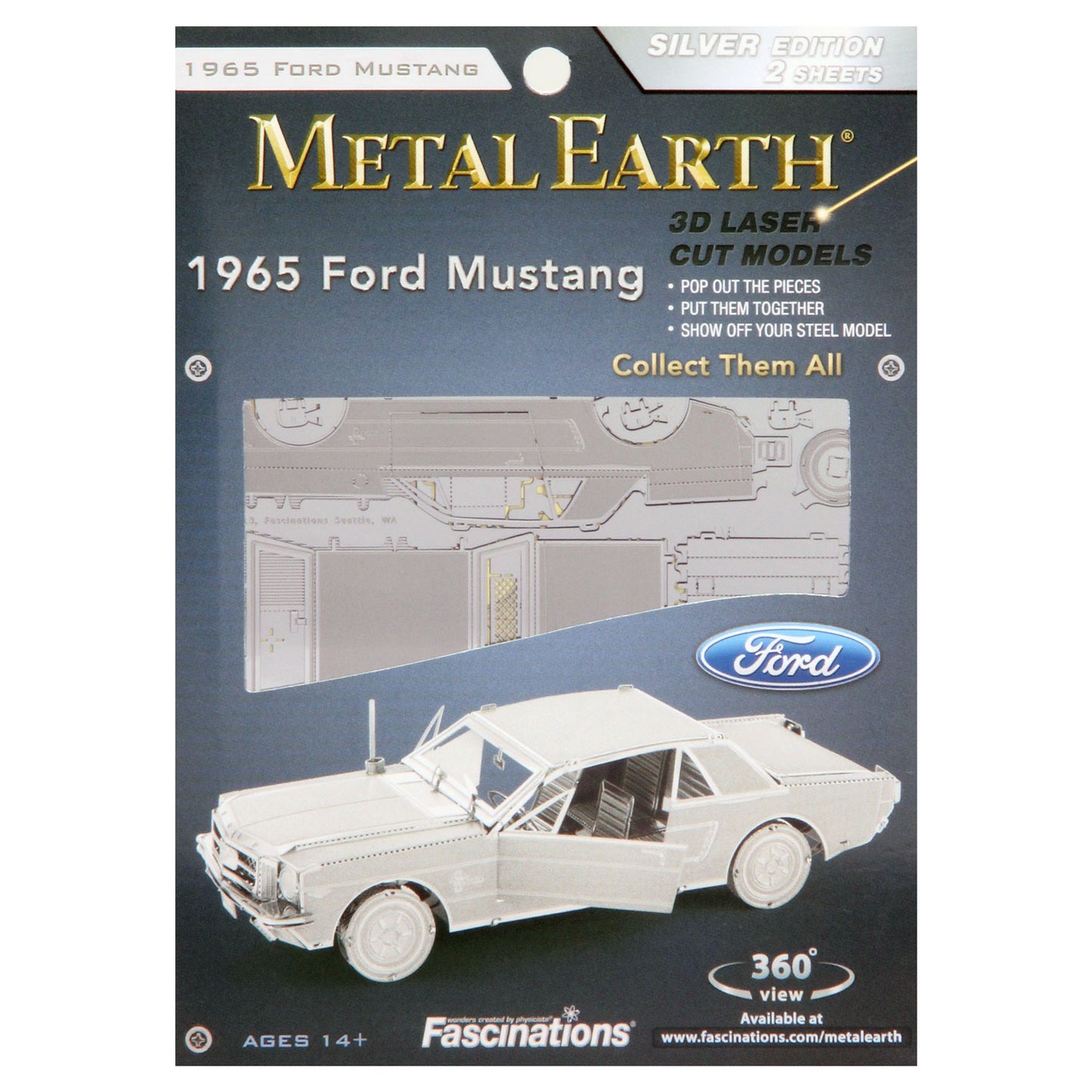 Eureka Metal Earth 1965 Ford Mustang Coupé Silver Edition