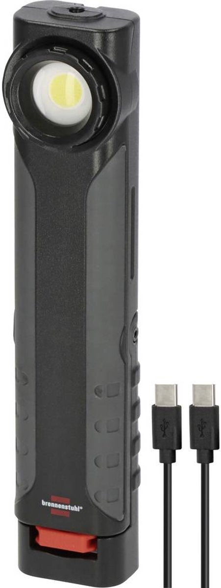 Lampe de poche LED rechargeable Brennerstuhl HL 600 AD avec option de charge rapide dynamo (600+180lm, IP54, Ik08, lampe de travail rechargeable avec crochet et aimants intégrés, avec câble de charge USB-C, jusqu'à 15 heures d'autonomie)