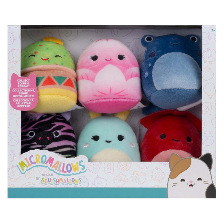 Squishmallows micromallows en peluche câlin - elin, altman, gideon, agnolo, safiyah, connie, 6-pack