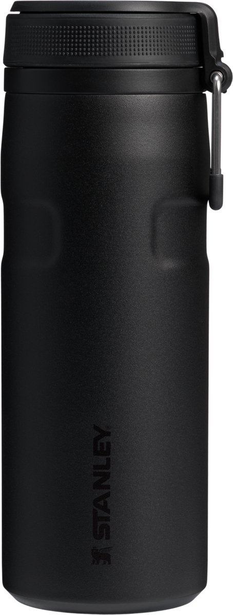 Bouteille d'eau Stanley twist flip 2.0 avec bouchon tournant avec ressort 0,47 l - 10 heures froides - 2 jours froides avec de la glace - gourde en acier inoxydable - sans BPA - étanche - passe au lave-vaisselle - noir