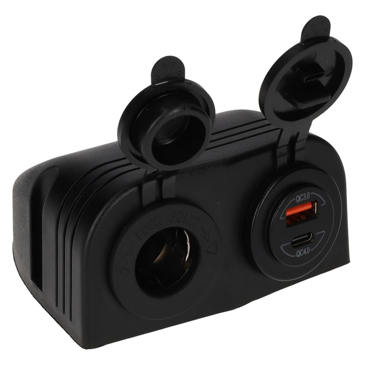 Ligne électrique prise uni 12 volts et chargeur USB-A + USB-C - montage en saillie