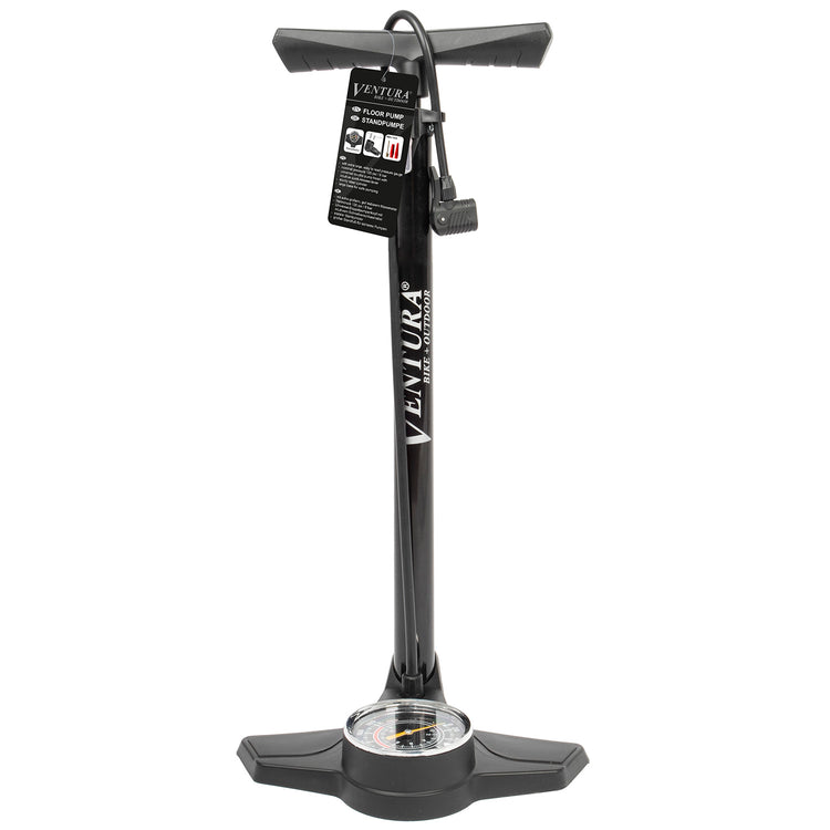 Pompe à haute pression Ventura 120 psi 8 bar en acier avec manomètre AV-DV-fv noir