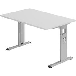 Bureau droit réglable en hauteur avec pied en C noyer 1200x800x680-760mm
