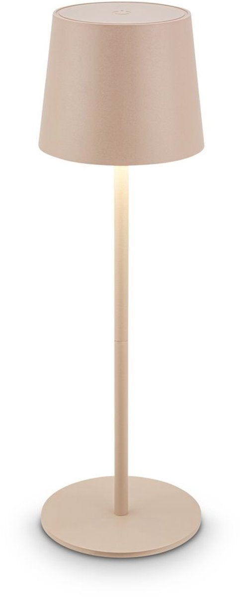B.k.licht briloner bota - lampe de table LED rechargeable - dimmable - sans fil - 33cm de haut - ip44 - pour intérieur extérieur - sur batterie - beige