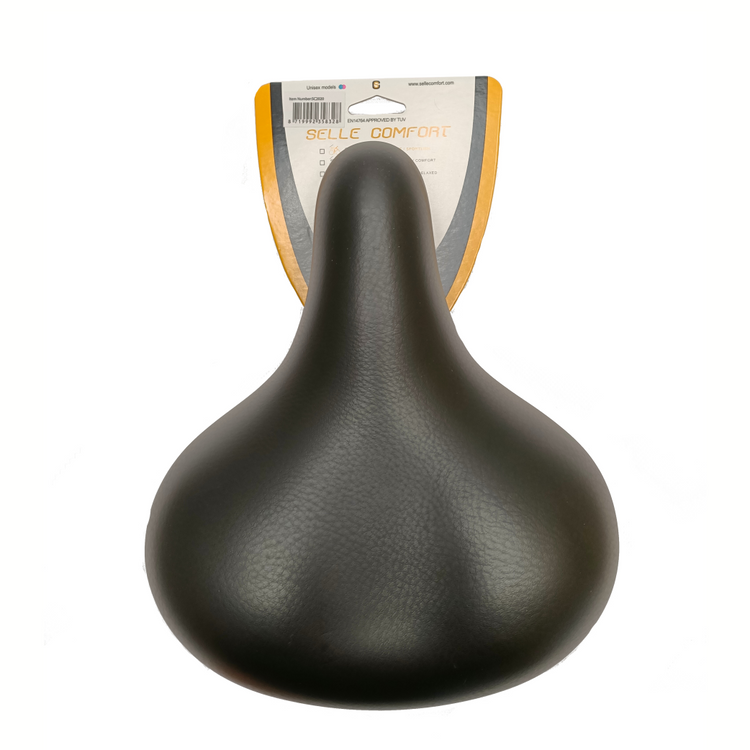 Selle Comfort Comfort Saddle Retro Basic, noir avec suspension élastomère. Non sans aucun