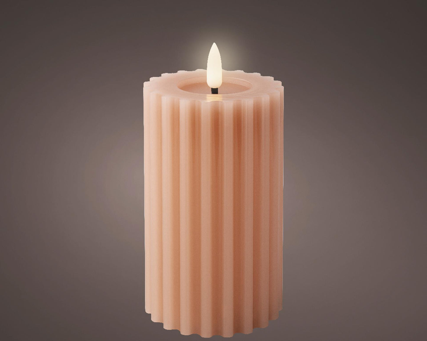 Lumineo Bougie LED cire nervurée rose clair h14,8cm