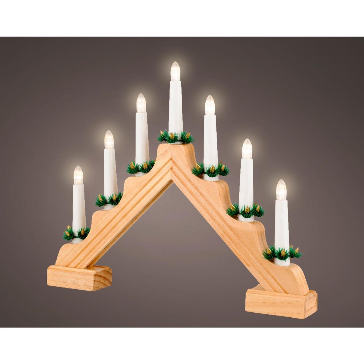 Bougie LED Lumineo pont bois sur batterie