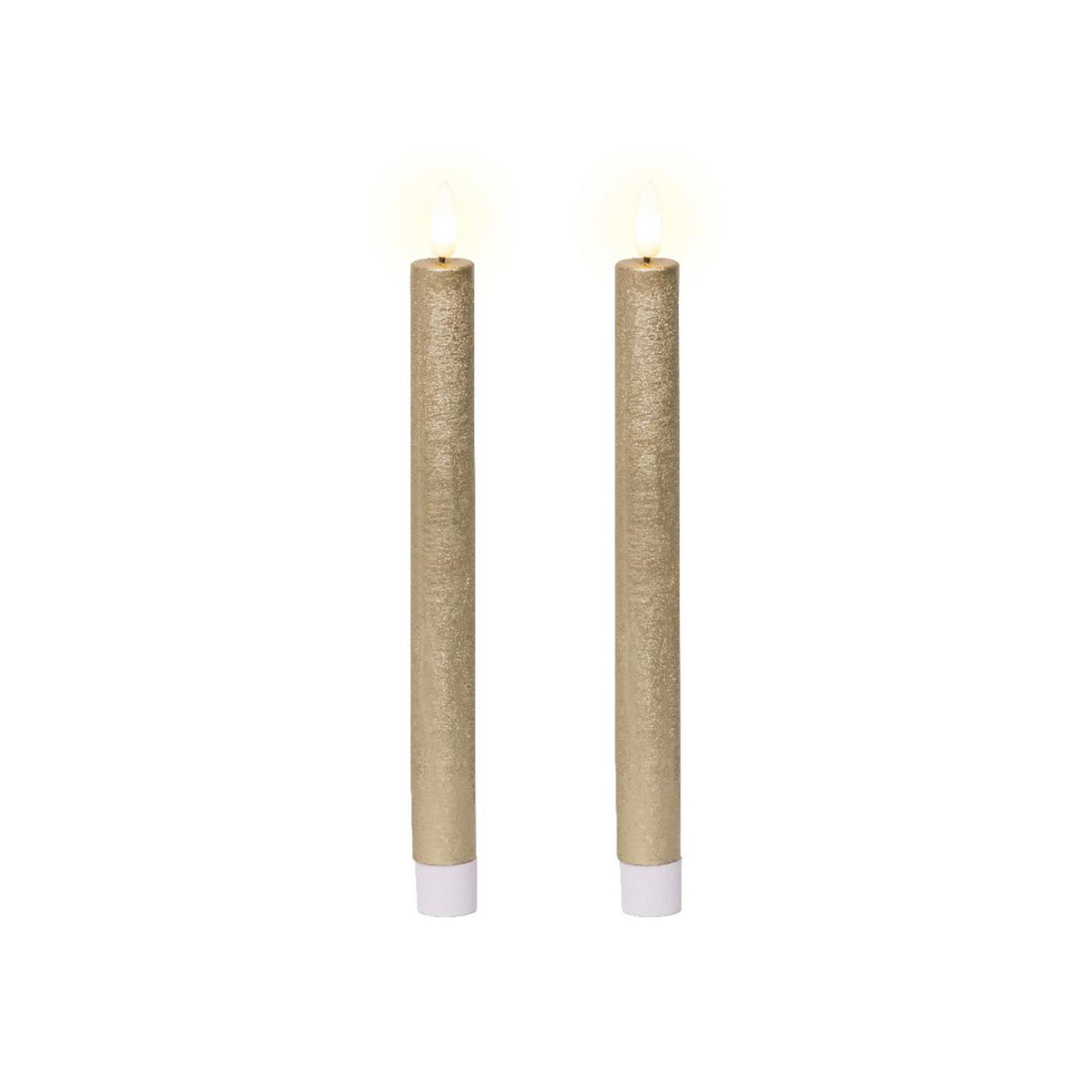 Coffret bougies dîner Lumineo LED cire or h24,5cm