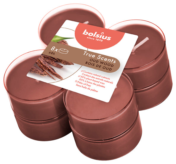 Bolsius maxi lumières vrais parfums vieux bois ø58x24 mm 8 heures (6x 8 pièces)