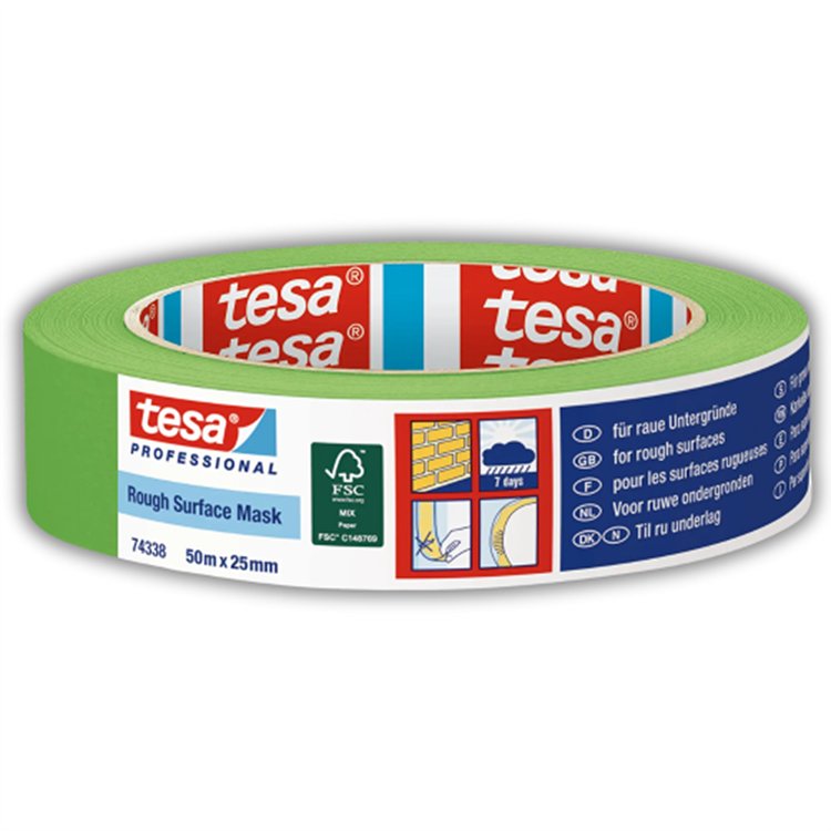Tesa professional 1075581 - 74338 masque pour surfaces rugueuses50mx25mm | 12 pièces