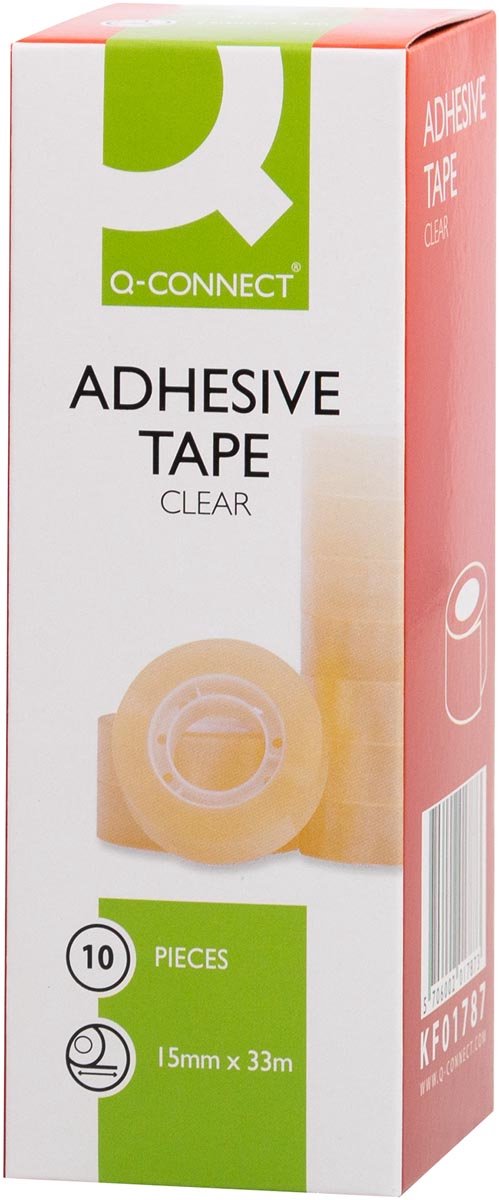 Ruban adhésif Q-connect, pp, ft 15 mm x 33 m, boîte de 10