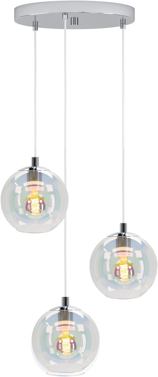 Suspension Eglo ariscani 2 - e27 - ø 42,5 cm - verre coloré chrome