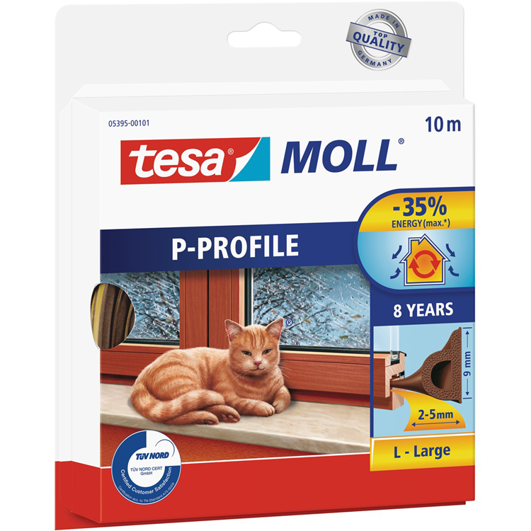 Tesa 1076419 - moll p-profile l 10m marron 9x5,5mm ruban d'étanchéité | 2 pièces