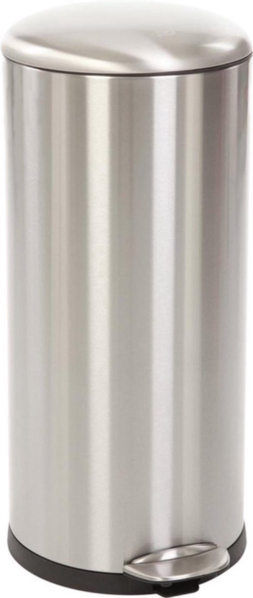 Poubelle à pédale Eko belle deluxe 30 litres - poubelle avec poubelle amovible - anti-empreintes digitales - fermeture amortie - h66xl38xl33 cm - argent mat
