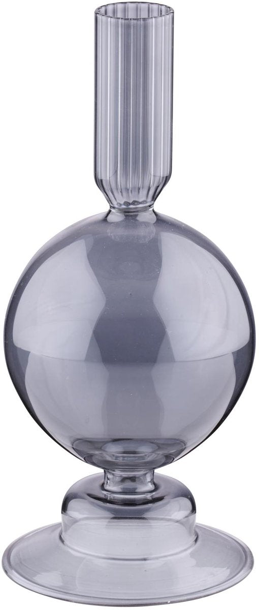 Arti casa bougeoir pour bougie de dîner - bougeoir transparent - décoration de salon - ø8 x 18 cm - gris - verre