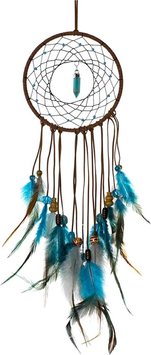 Sans marque sans marque grand attrape-rêves fait main - attrape-rêves - attrape-rêves - attrape-rêves grand - attrape-rêves déco indien avec perles de pierre plumes - marron bleu - bpk
