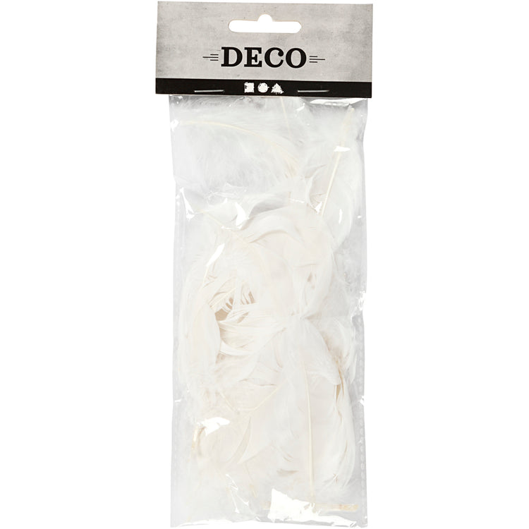 Plumes d'oie Creativ Company - rondes, L : 5-8 cm, env. 70 pièces, blanc, 3 g 1 boîte