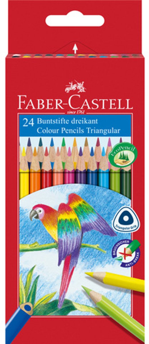Crayons de couleur Faber-castell - triangulaires - étui en carton de 24 pièces - fc-116544