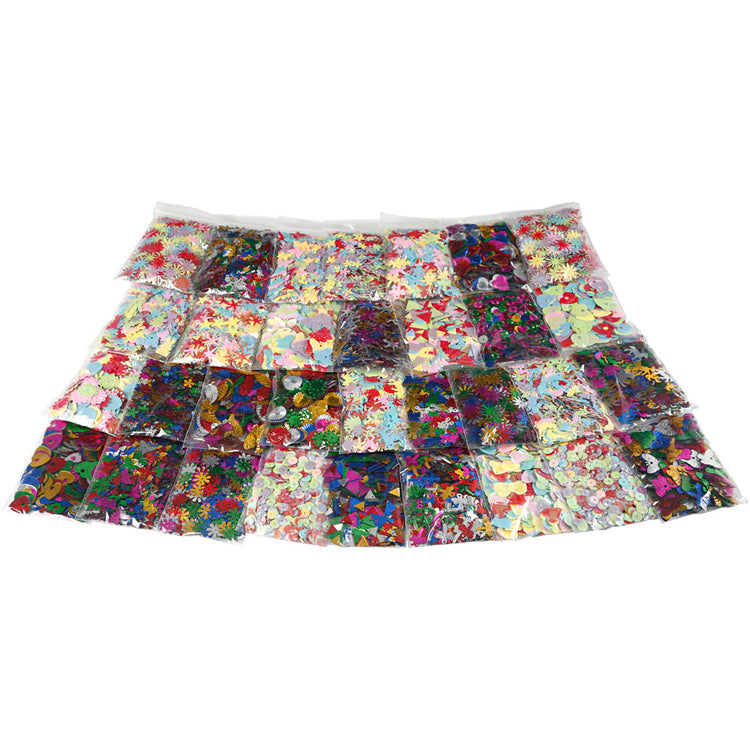 Creativ company mélange de paillettes multiples, taille 7-30 mm, différentes couleurs, 32x25 g 1 boîte