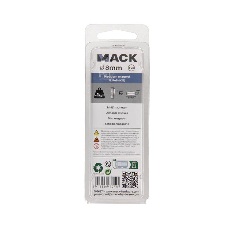 Mack 1076871 - disques aimants néodyme 8mm*2mm (n35) - argent 50pcs | 4 pièces