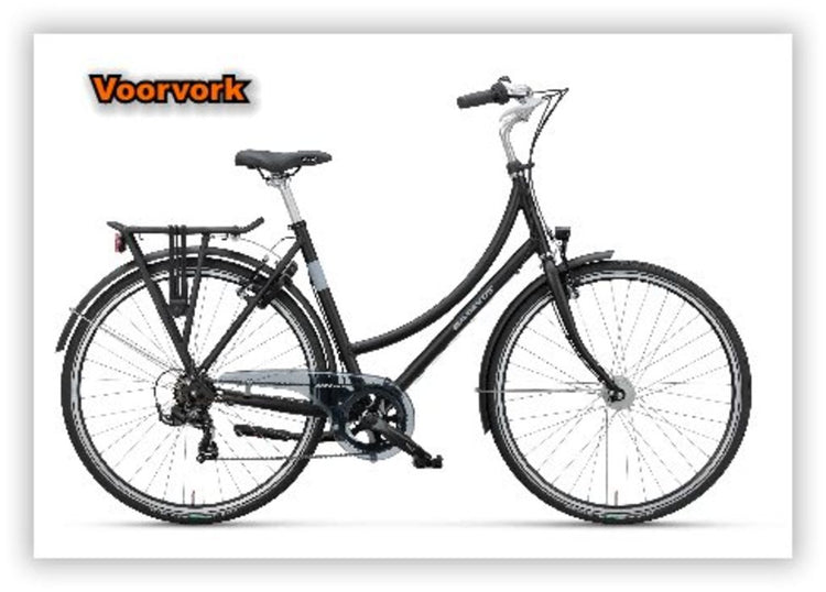 Fourche avant Batavus+cl (18178) 1 noir-mat longueur=247