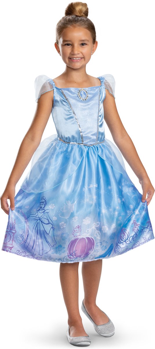 Déguisement princesse disney - cendrillon, robe cendrillon classique du livre de contes, taille m (7-8 ans), fille