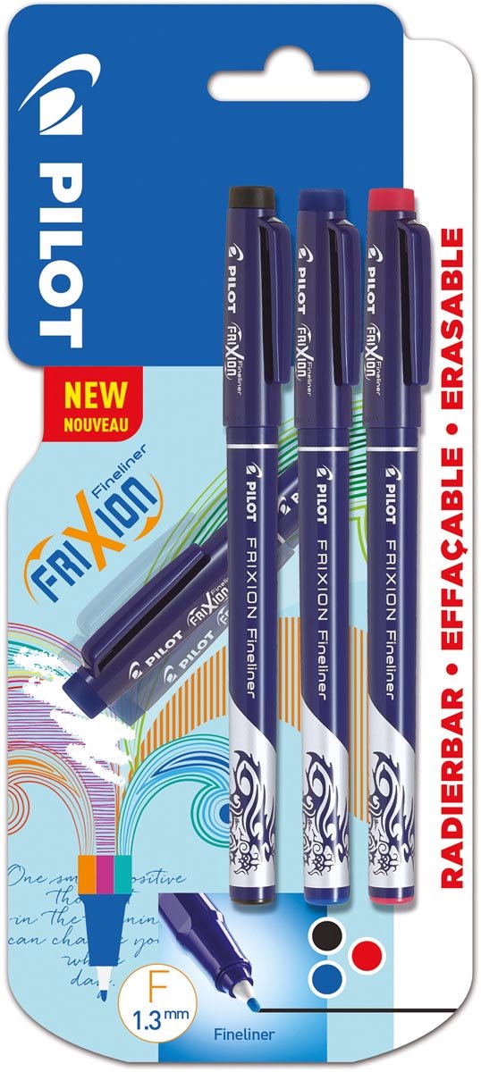 Pilote fineliner frixion basique | couleurs assorties | lot de 3 pièces