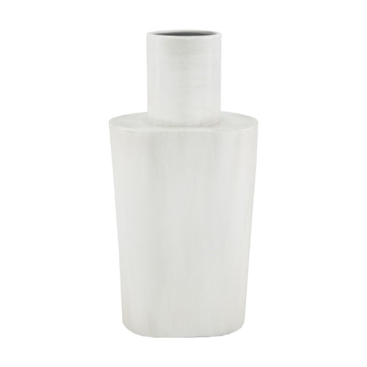 Vase collections naturelles métal h28,5cm blanc